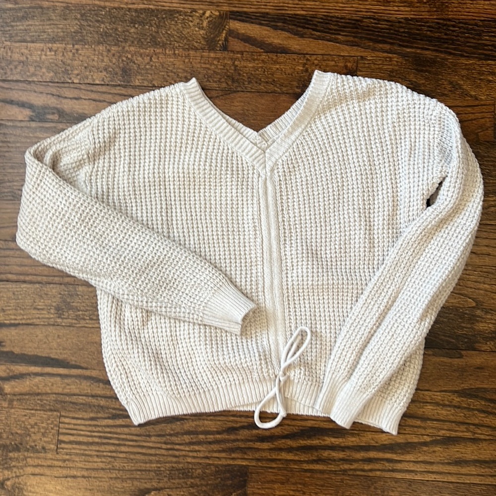 Ivory cropped sweater tie top